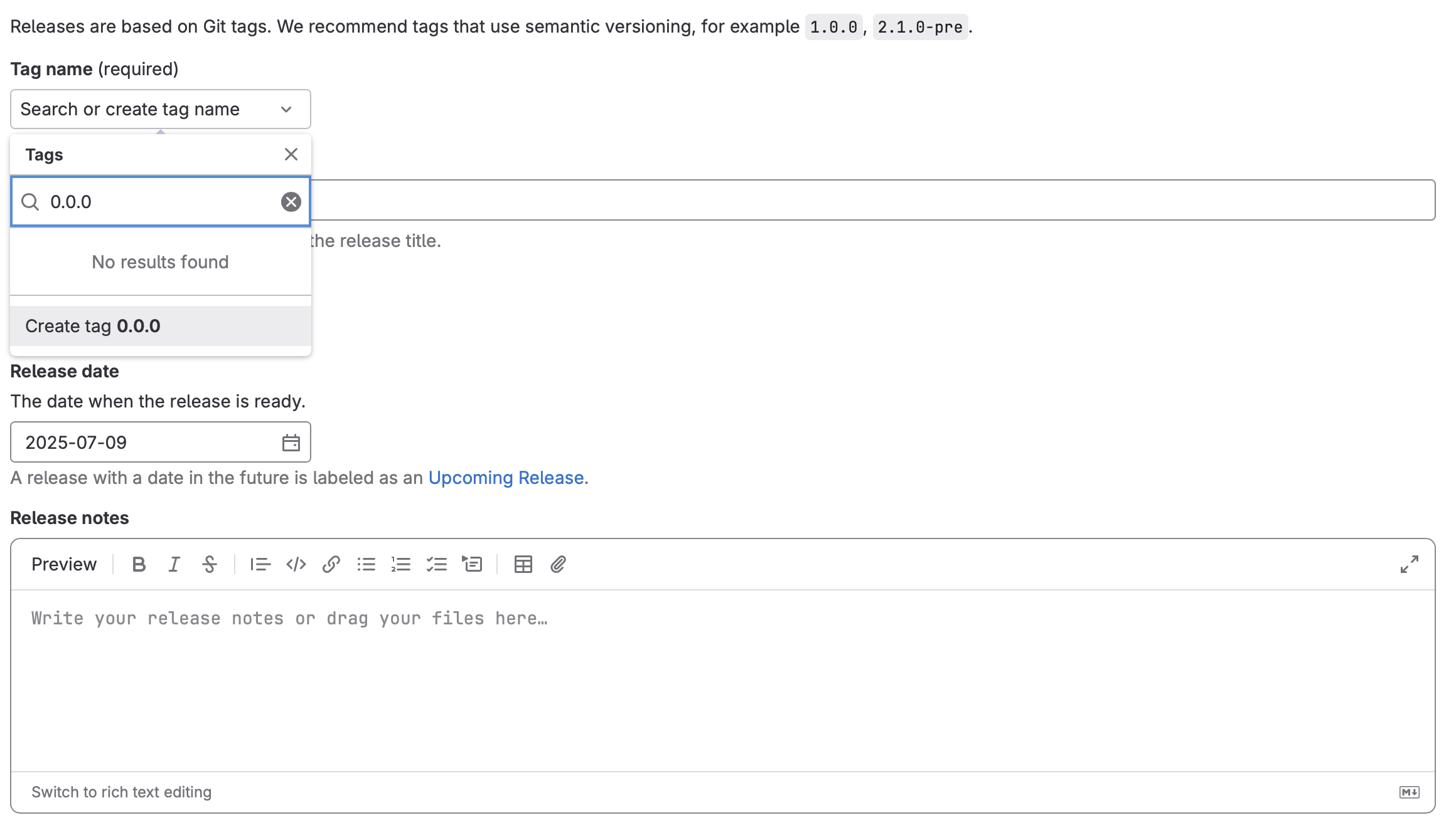 Interface GitLab - Configuration du tag